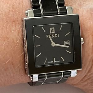 Fendi Black Ceramic Square 25 mm Womens Watch F621210